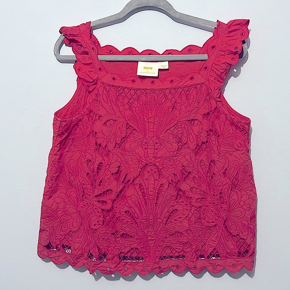 Anthropologie, Maeve top. Size M. Lacey, embroidered detail.